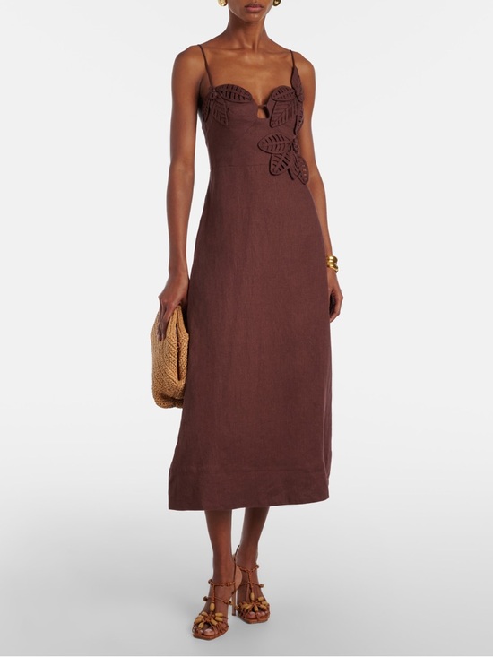 FARM Rio Dresses & Skirts - Farm Rio Appliqué linen midi dress